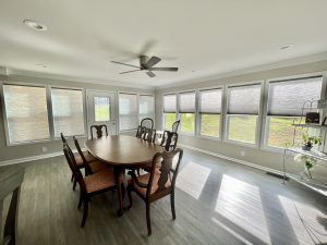 cordless cell honeycomb shades in a dining room remodel