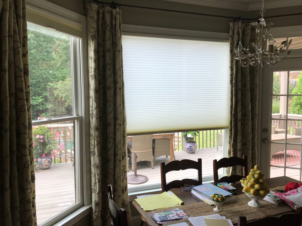 Blackout roller shades in a Marietta, GA dining room